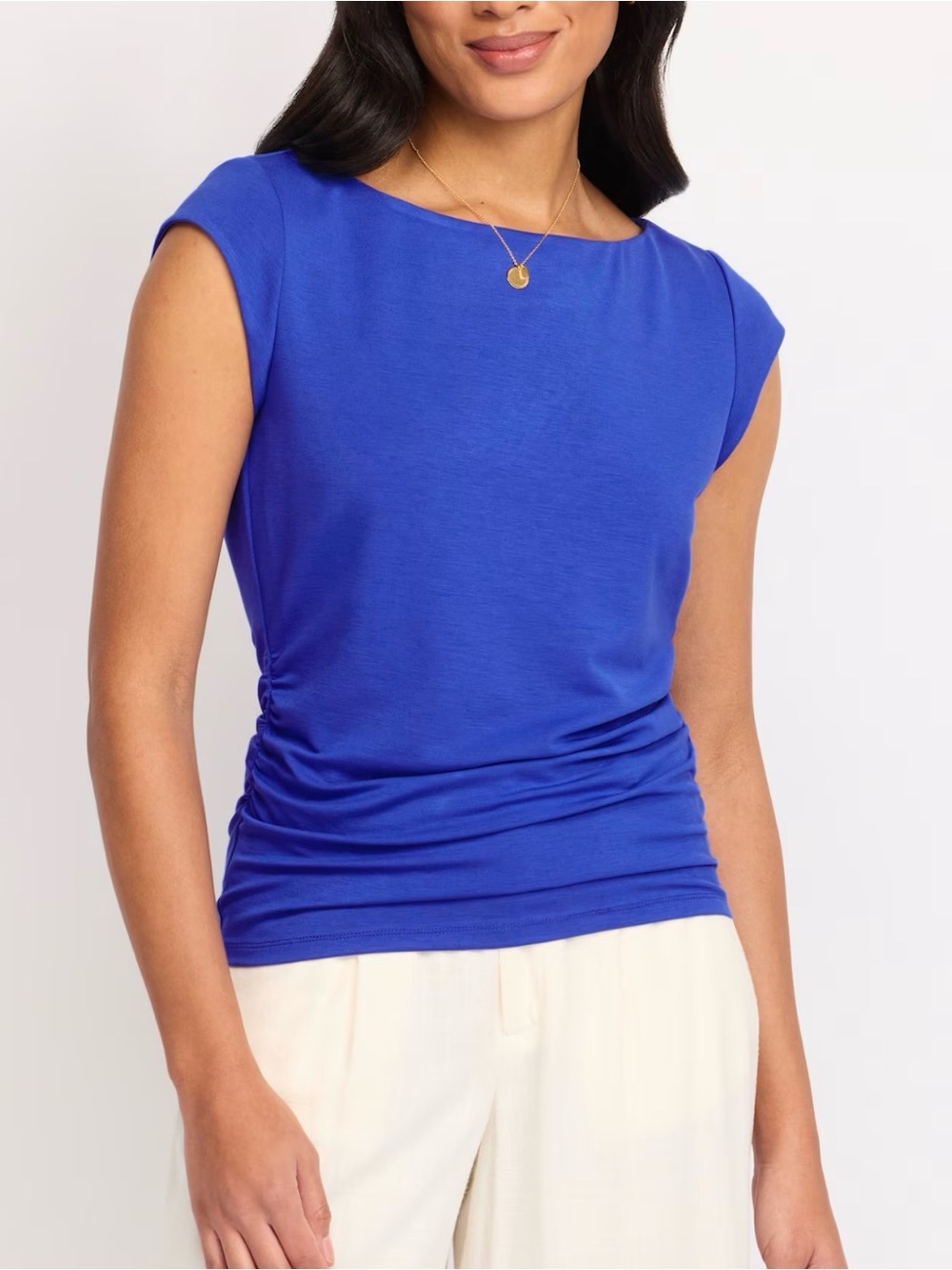 Les Serein Short Sleeve Boat Neck Knit Top Blue Medium NWT STITCH FIX
